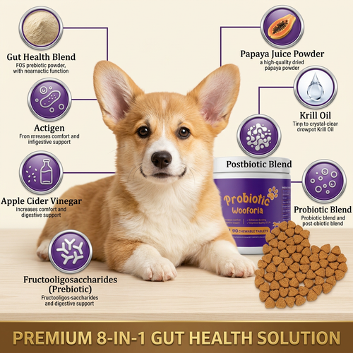 8-In-1 Multivitamin Soft Chews for Dogs, Probiotics, Gut & Immune Support, Pork Fla